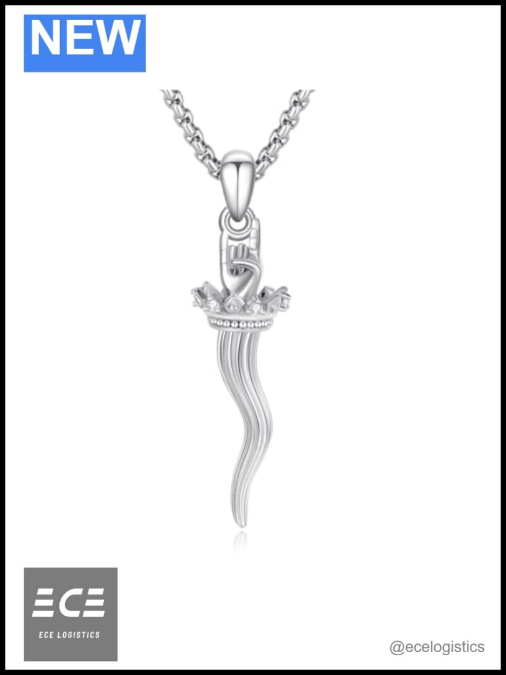 925 Sterling Silver Viking Pendant Necklace Italian Horn 20in Chain